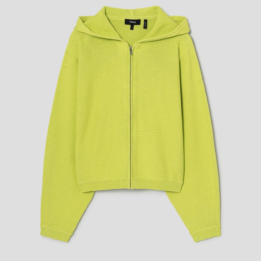 Theory Women Rounded Cotton Zip Up Hoodie Cardigan - Pomelo