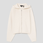 Theory Women Rounded Cotton Zip Up Hoodie Cardigan - Beige