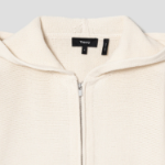 Theory Women Rounded Cotton Zip Up Hoodie Cardigan - Beige