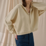 Theory Women Rounded Cotton Zip Up Hoodie Cardigan - Beige