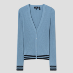 Theory Women Regal Wool Tipped Cardigan - Stone Blue/Black