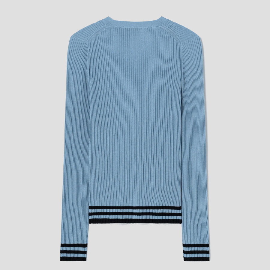 Theory Women Regal Wool Tipped Cardigan - Stone Blue/Black