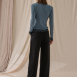 Theory Women Regal Wool Tipped Cardigan - Stone Blue/Black