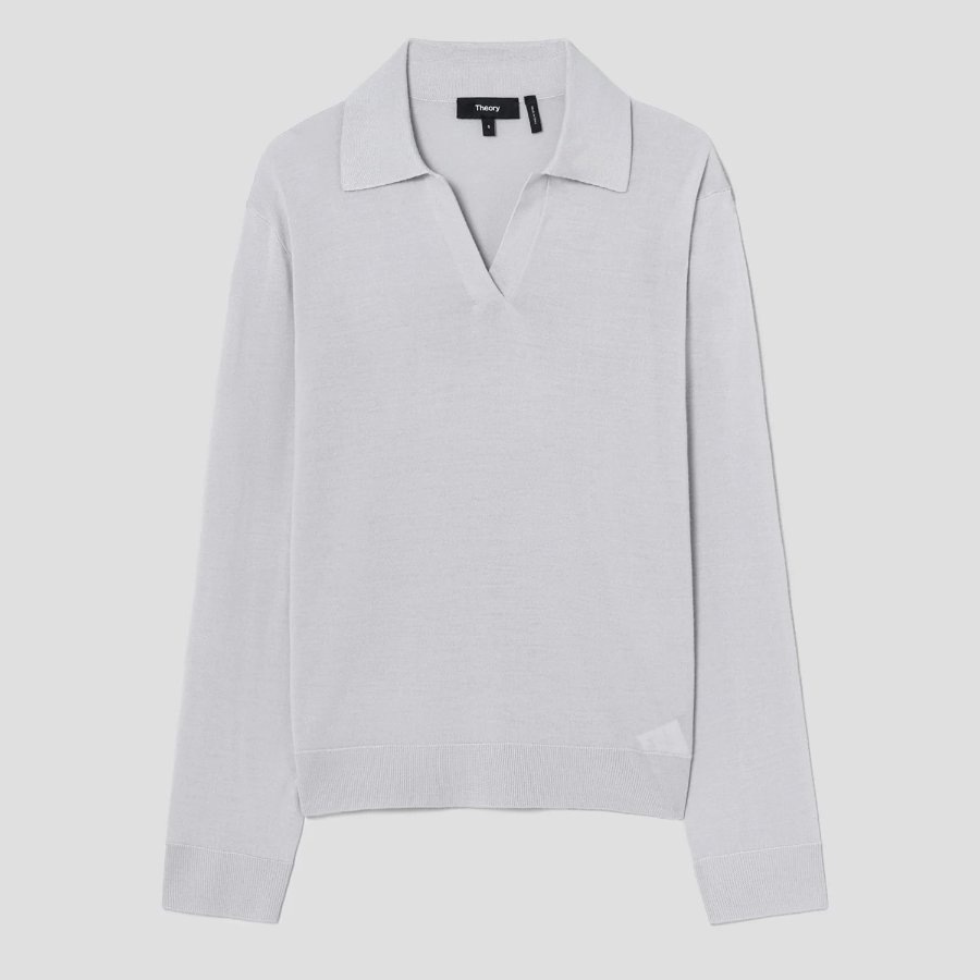 Theory Women Regal Wool Boy Polo - Fog