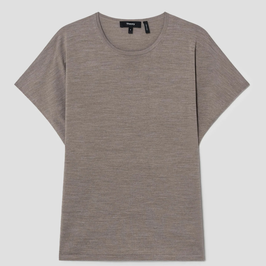 Theory Women Regal Wool Bat Wing Top - Light Cinder