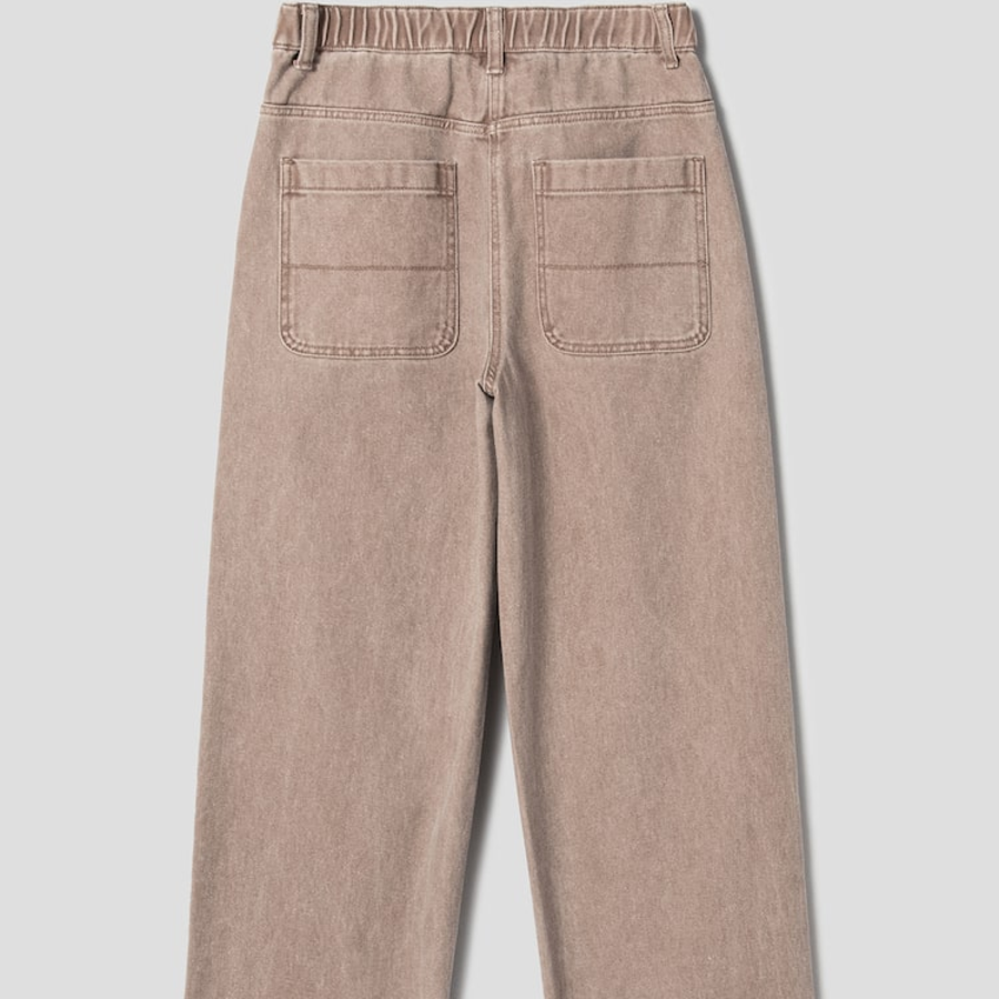 KUHO Denim Carpenter Wide Pants - Beige