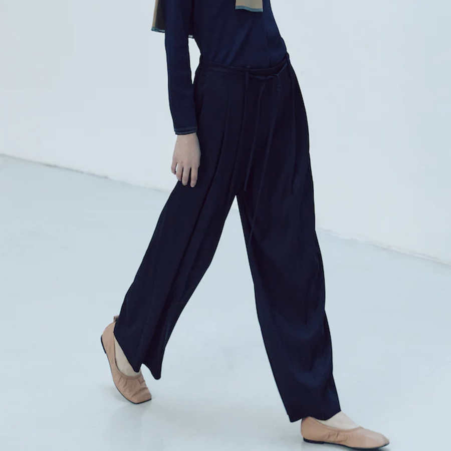 KUHO String Wide Fit Pants - Navy
