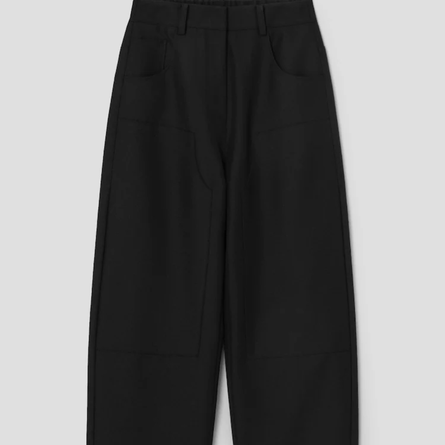KUHO Wool Blend Carpenter Wide Pants - Black