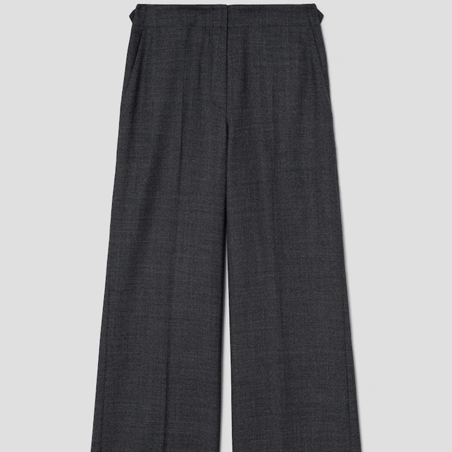 KUHO Wool Blended Check Wide Pants - Ash