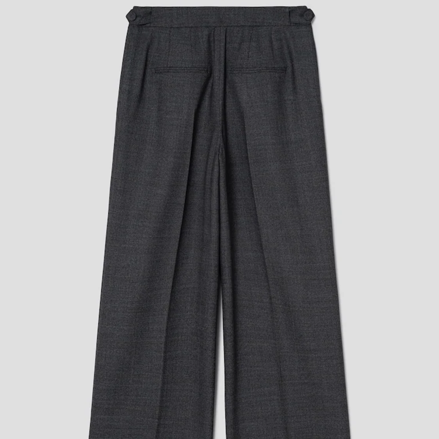 KUHO Wool Blended Check Wide Pants - Ash