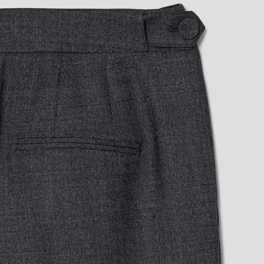 KUHO Wool Blended Check Wide Pants - Ash