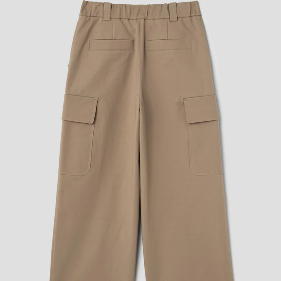 KUHO Cotton Blend Straight Cargo Pants - Beige