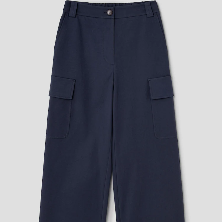 KUHO Cotton Blend Straight Cargo Pants - Navу