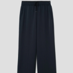 KUHO [Crease Series] Crinkle Banding Wide Pants - Navy