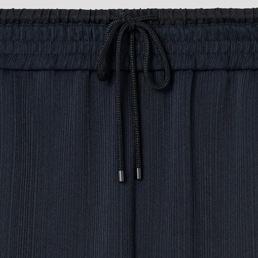 KUHO [Crease Series] Crinkle Banding Wide Pants - Navy