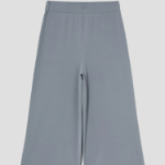 KUHO Cotton Blend Crop Wide Knit Pants - Grey