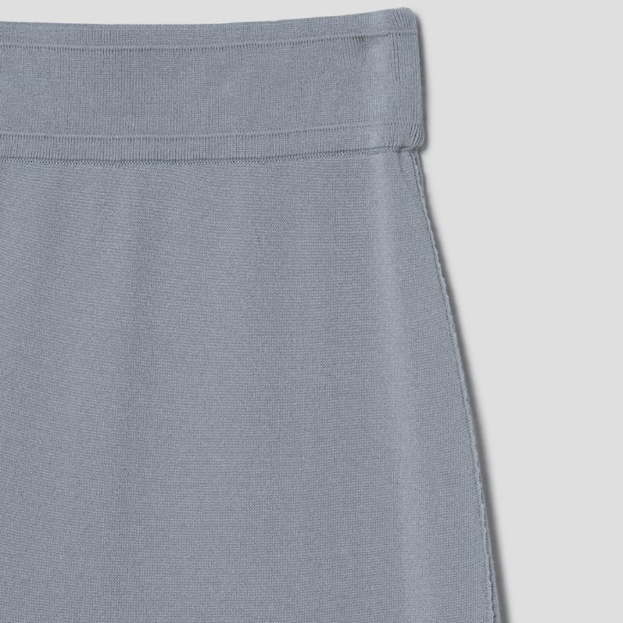 KUHO Cotton Blend Crop Wide Knit Pants - Grey