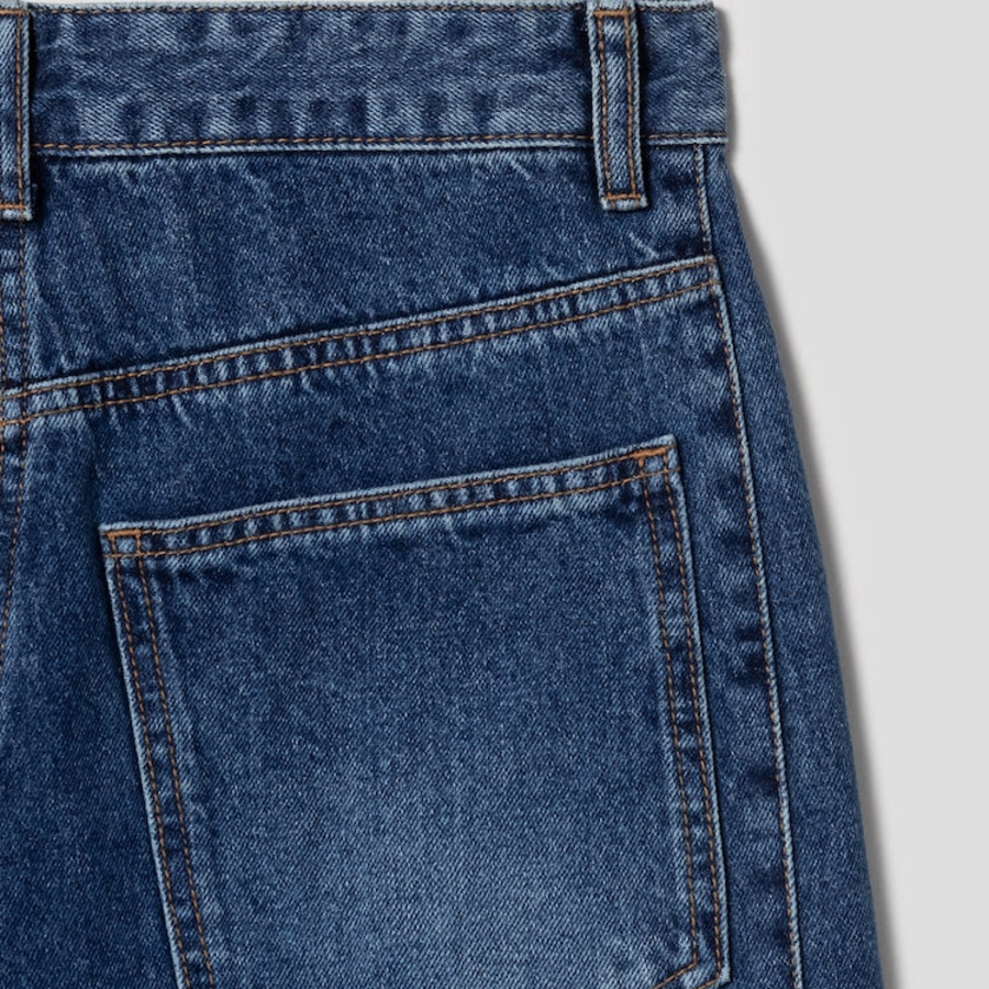 KUHO Washing Denim Drop Crotch Pants - Blue