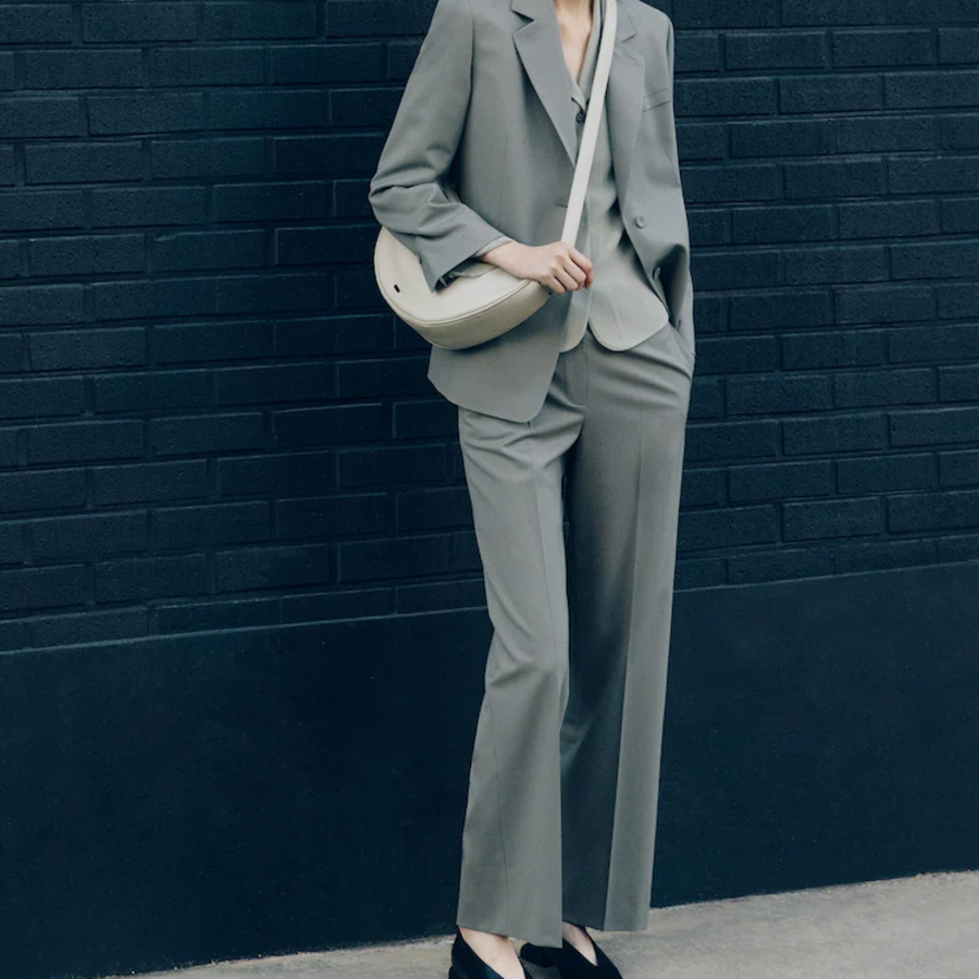 KUHO [Edit] Wool Blend Straight Fit Pants - Grey