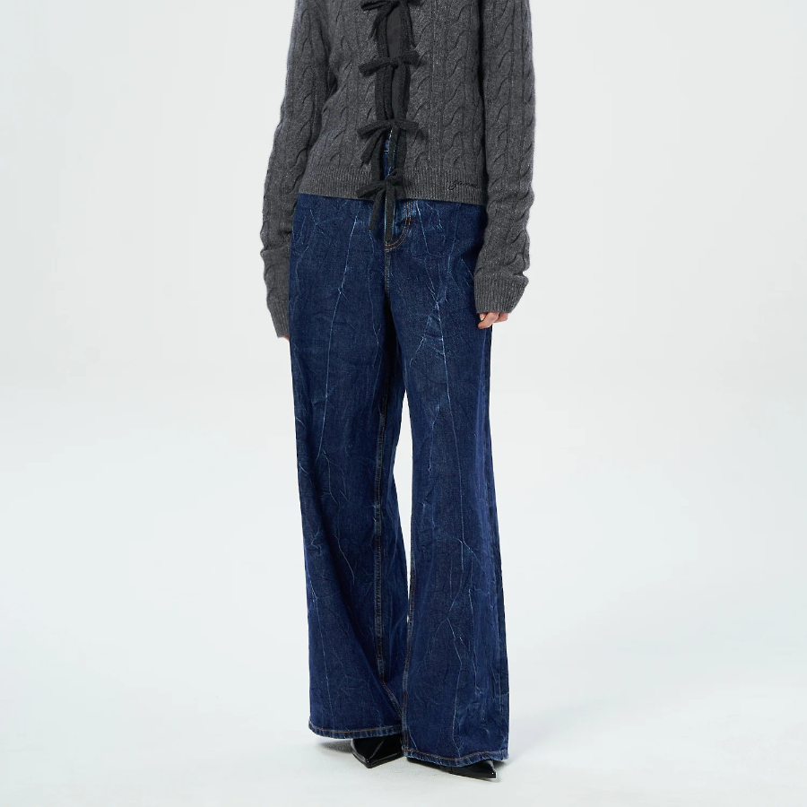 GANNI Crinkled Future Denim Marri - Blue