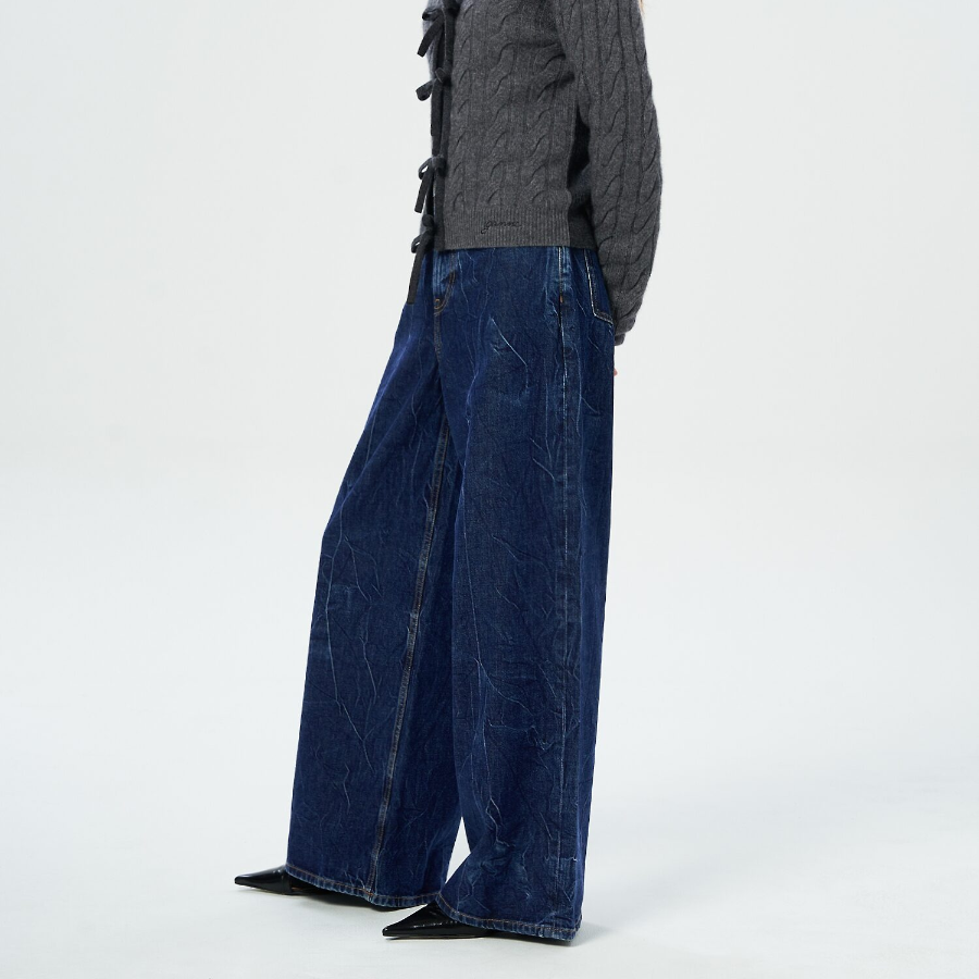 GANNI Crinkled Future Denim Marri - Blue