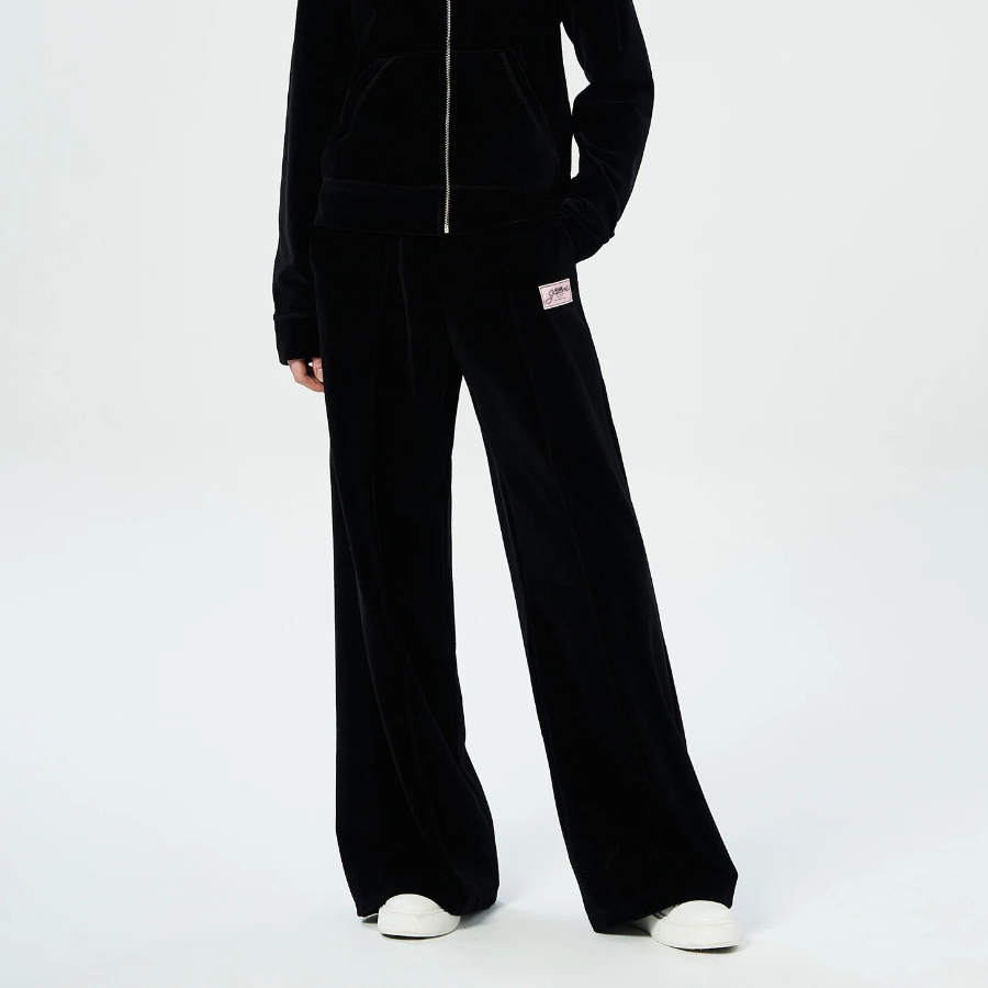 GANNI Heavy Velour Pants - Black