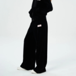 GANNI Heavy Velour Pants - Black