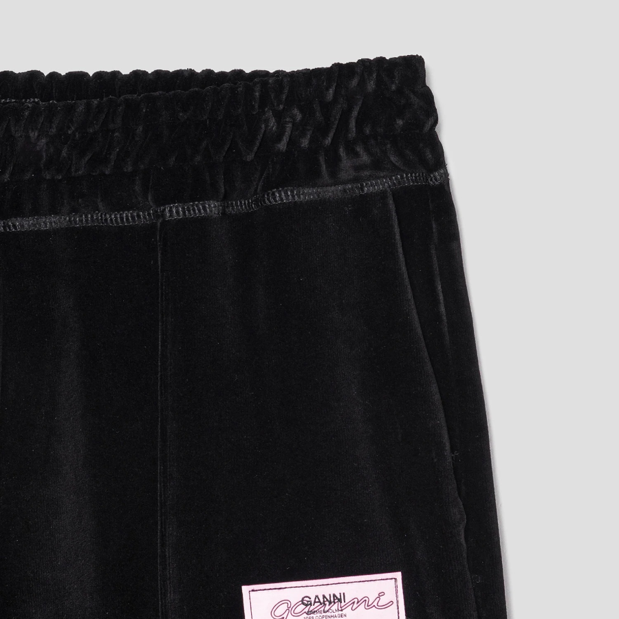 GANNI Heavy Velour Pants - Black