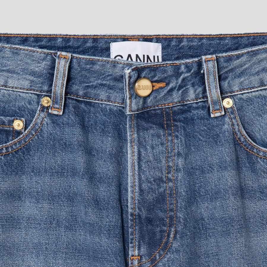 GANNI Rigid Denim Izey - Mid Blue Vintage