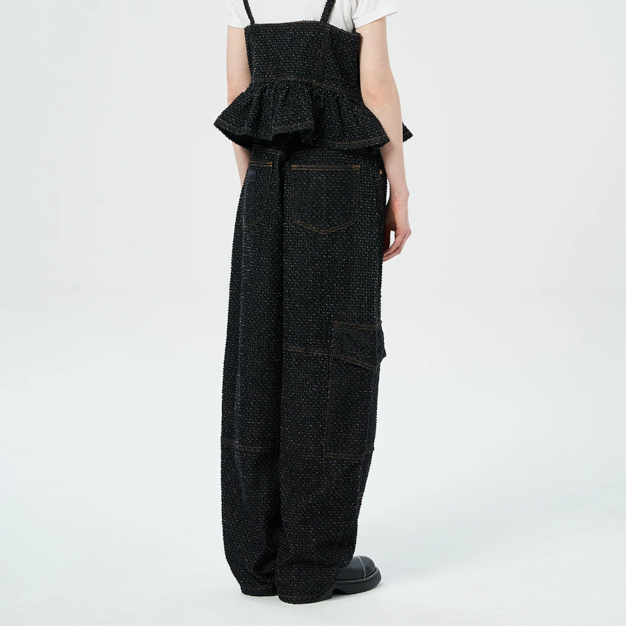 GANNI Fluffy Denim Carpenter Jeans - Black