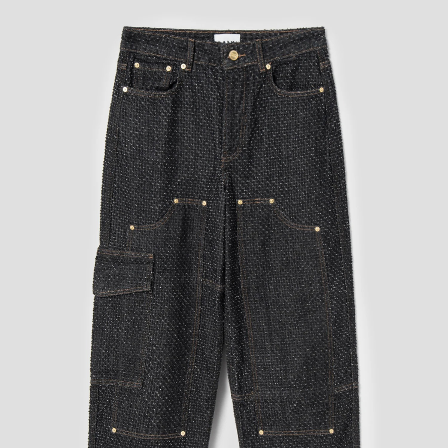 GANNI Fluffy Denim Carpenter Jeans - Black