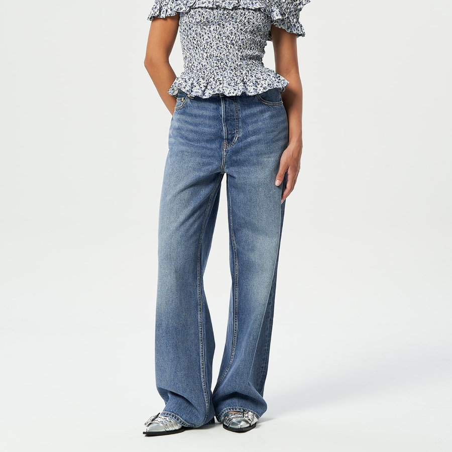 GANNI Rigid Denim Izey - Mid Blue Vintage