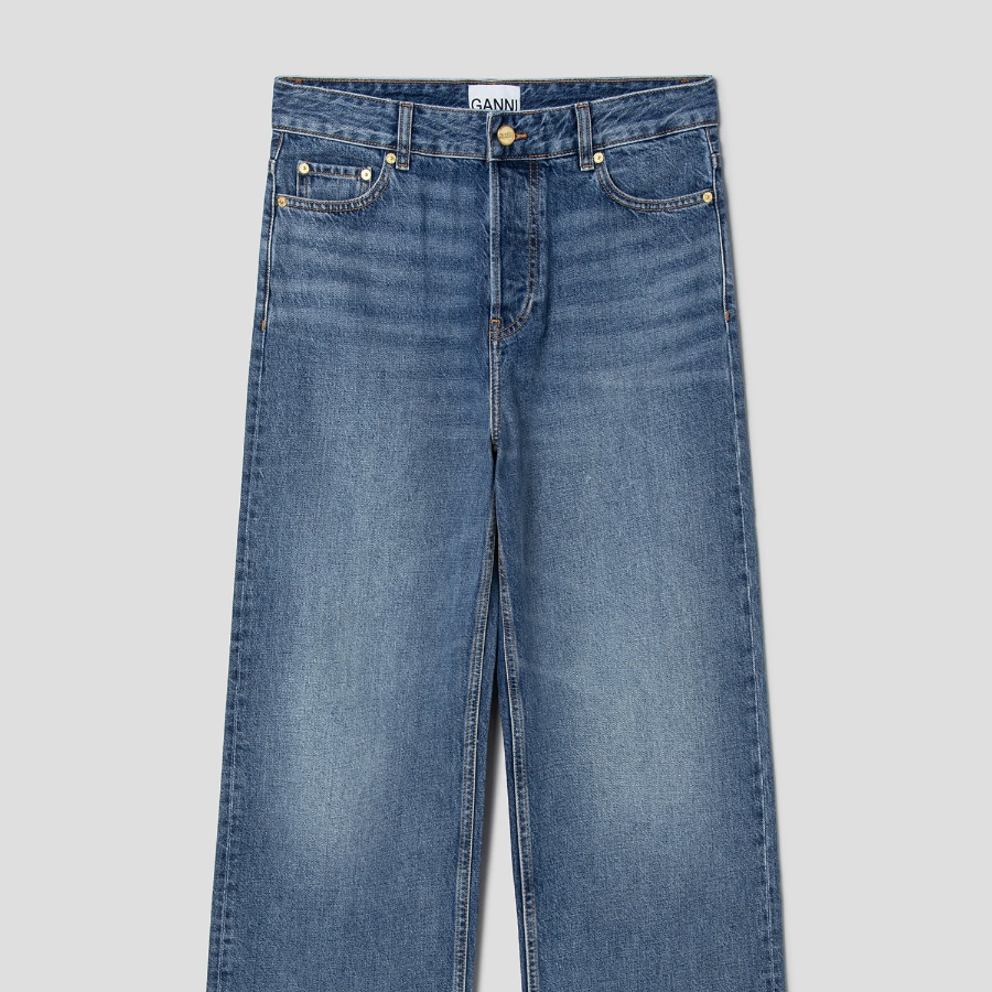 GANNI Rigid Denim Izey - Mid Blue Vintage