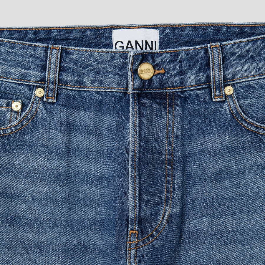 GANNI Rigid Denim Izey - Mid Blue Vintage