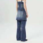 GANNI Heavy Washed Denim Flared Skirt Jeans - Blue