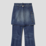 GANNI Heavy Washed Denim Flared Skirt Jeans - Blue