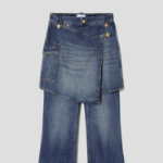 GANNI Heavy Washed Denim Flared Skirt Jeans - Blue