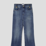 GANNI Heavy Washed Denim Flared Skirt Jeans - Blue