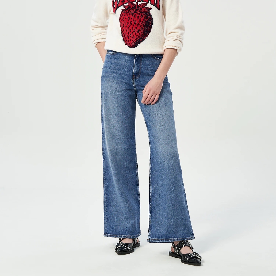 GANNI Stretch Denim Andi - Mid Blue Vintage