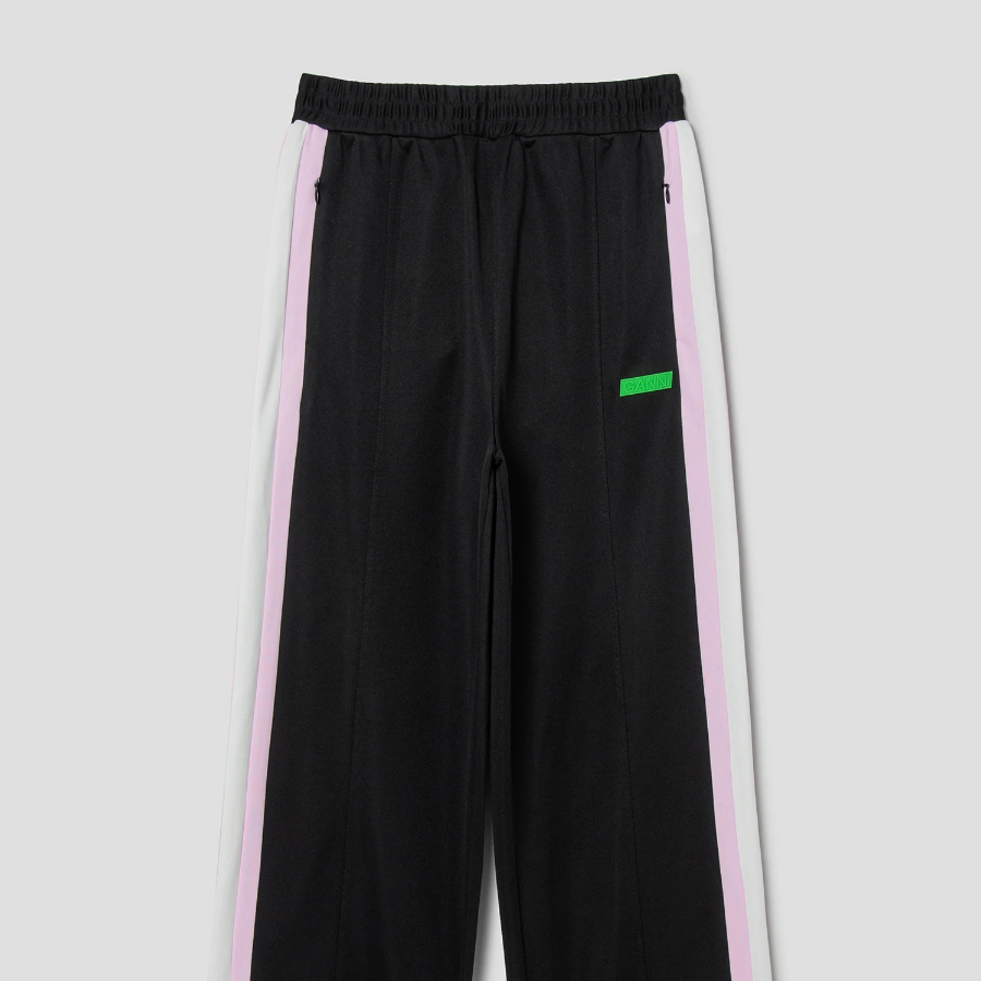 GANNI Sporty Jersey Straight Leg Pants - Black