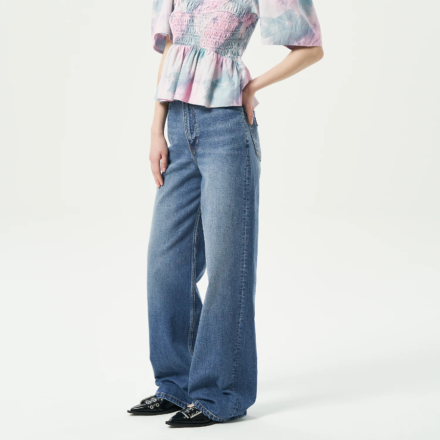 GANNI Stretch Denim Andi - Mid Blue Vintage