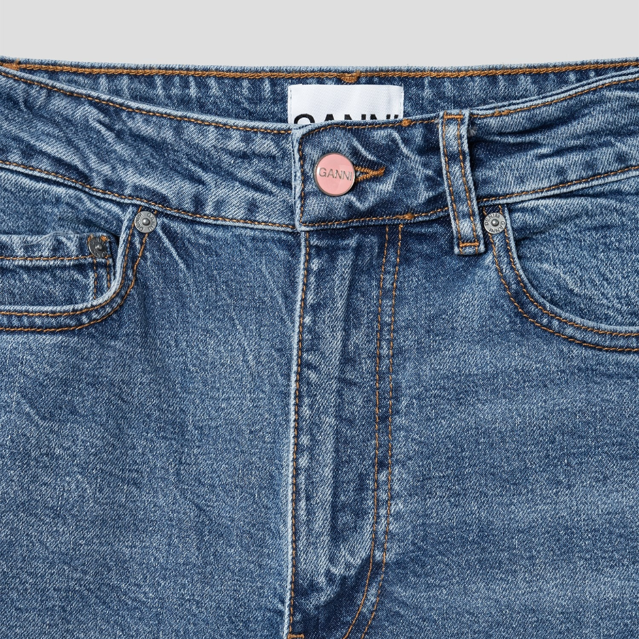 GANNI Stretch Denim Andi - Mid Blue Vintage