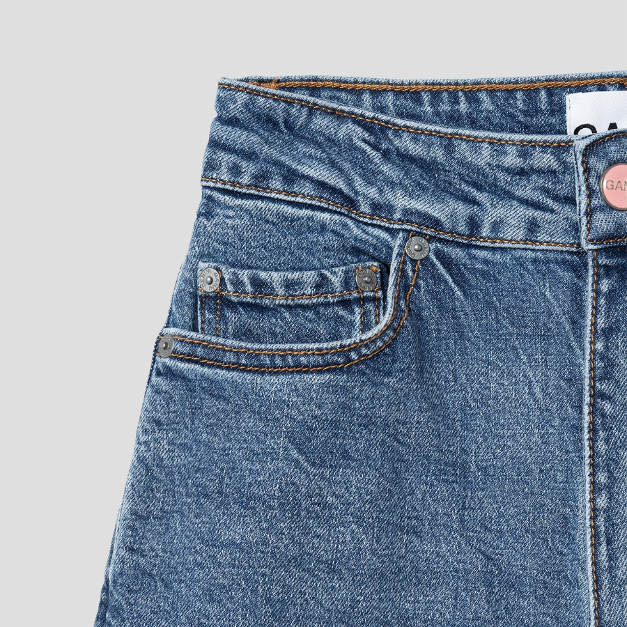 GANNI Stretch Denim Andi - Mid Blue Vintage
