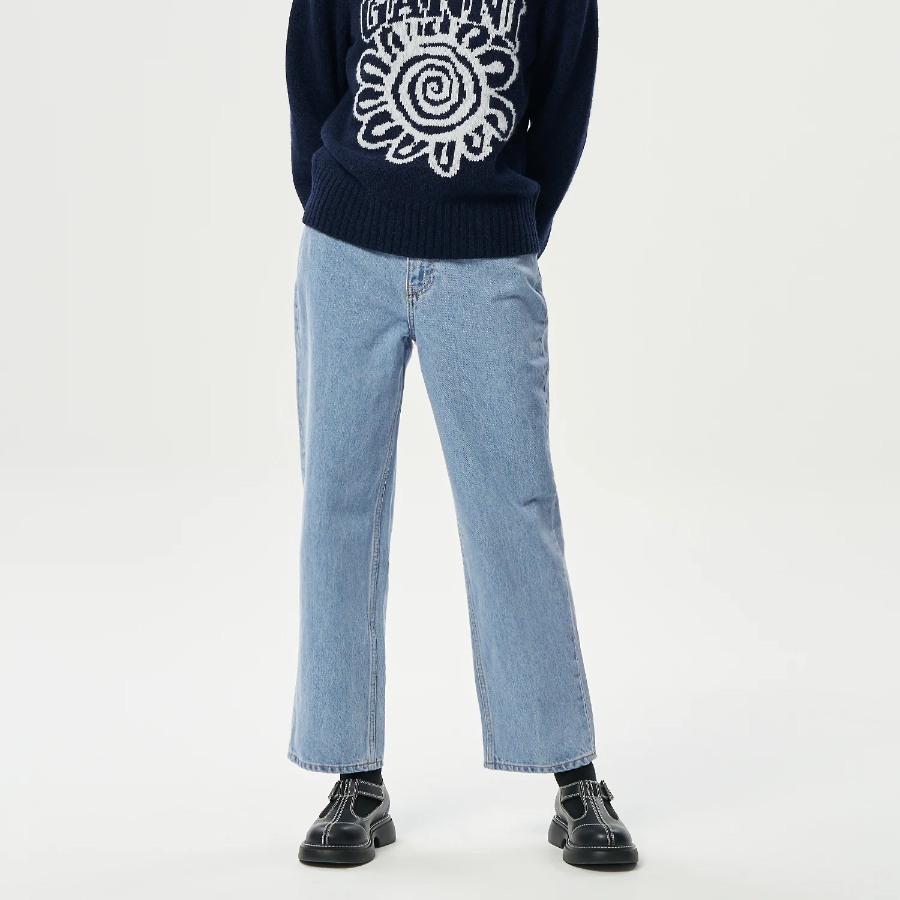 GANNI Rigid Denim Misy Cropped - Blue