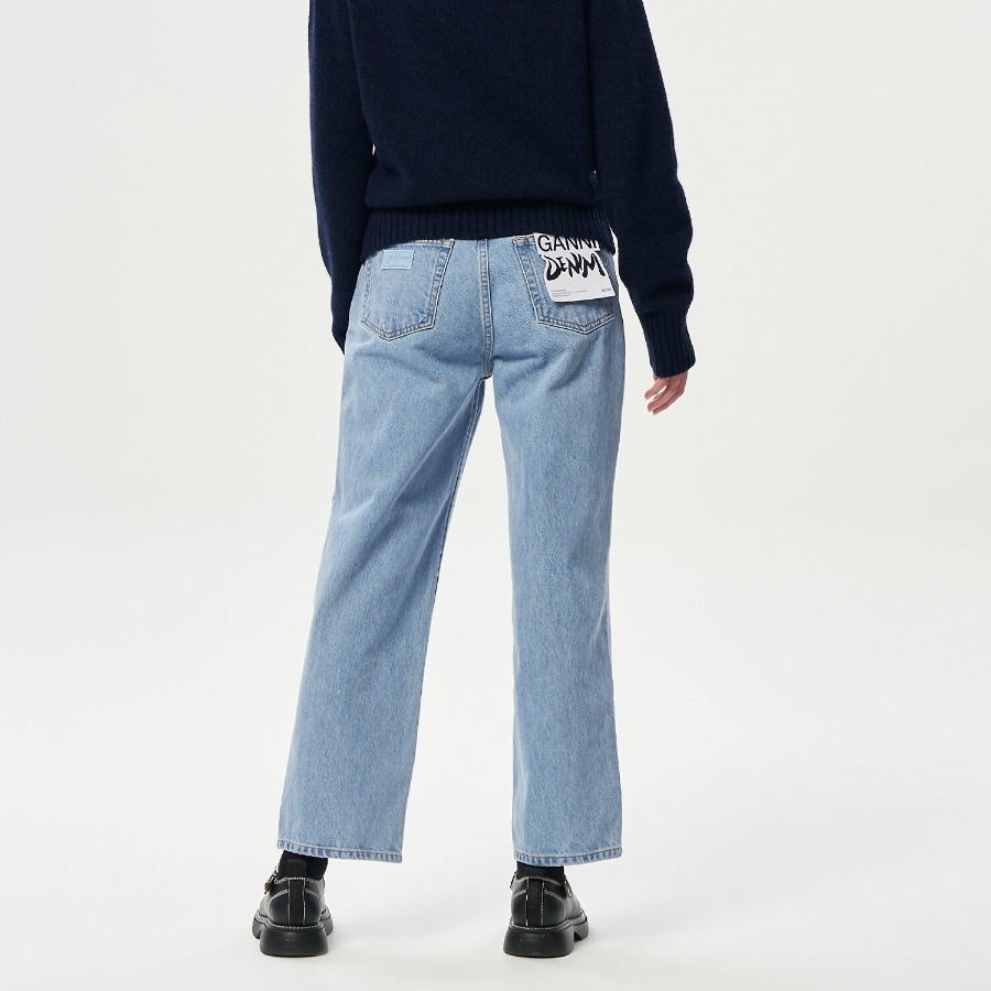 GANNI Rigid Denim Misy Cropped - Blue