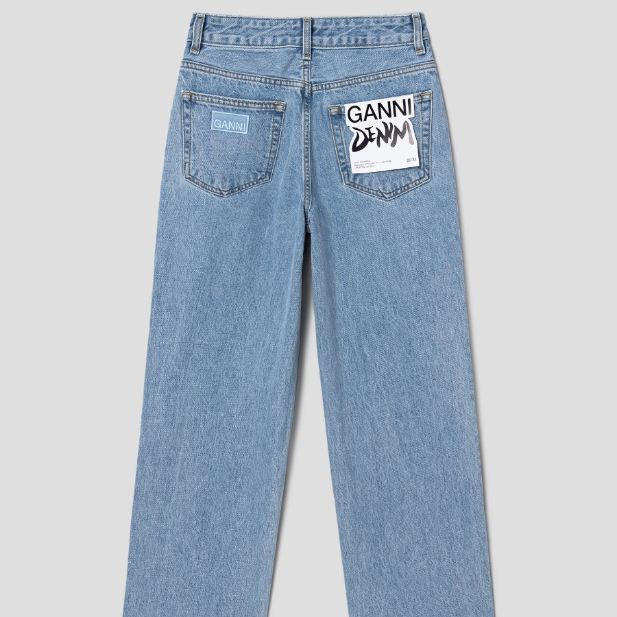 GANNI Rigid Denim Misy Cropped - Blue
