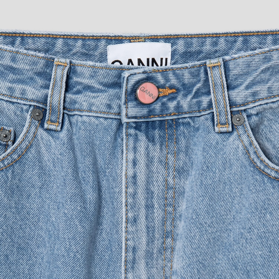 GANNI Rigid Denim Misy Cropped - Blue