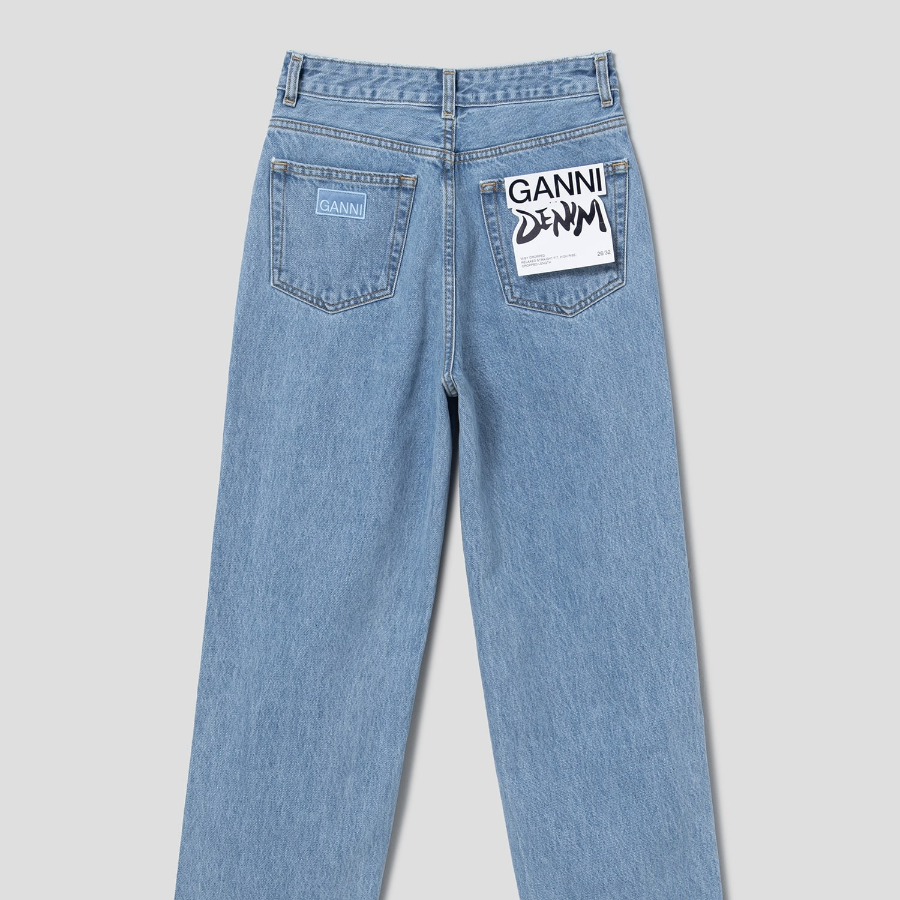 GANNI Rigid Denim Misy Cropped - Light Blue Stone
