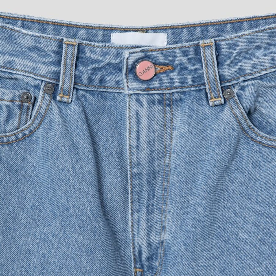 GANNI Rigid Denim Misy Cropped - Light Blue Stone