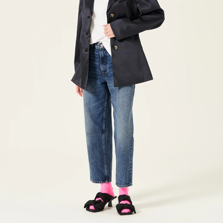 GANNI Rigid Denim Misy Cropped - Mid Blue Vintage